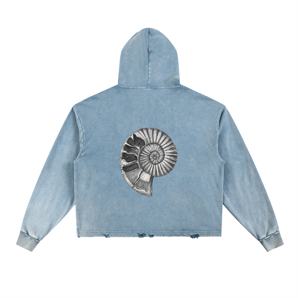 Vintage Washed Frayed-Hem Hoodie