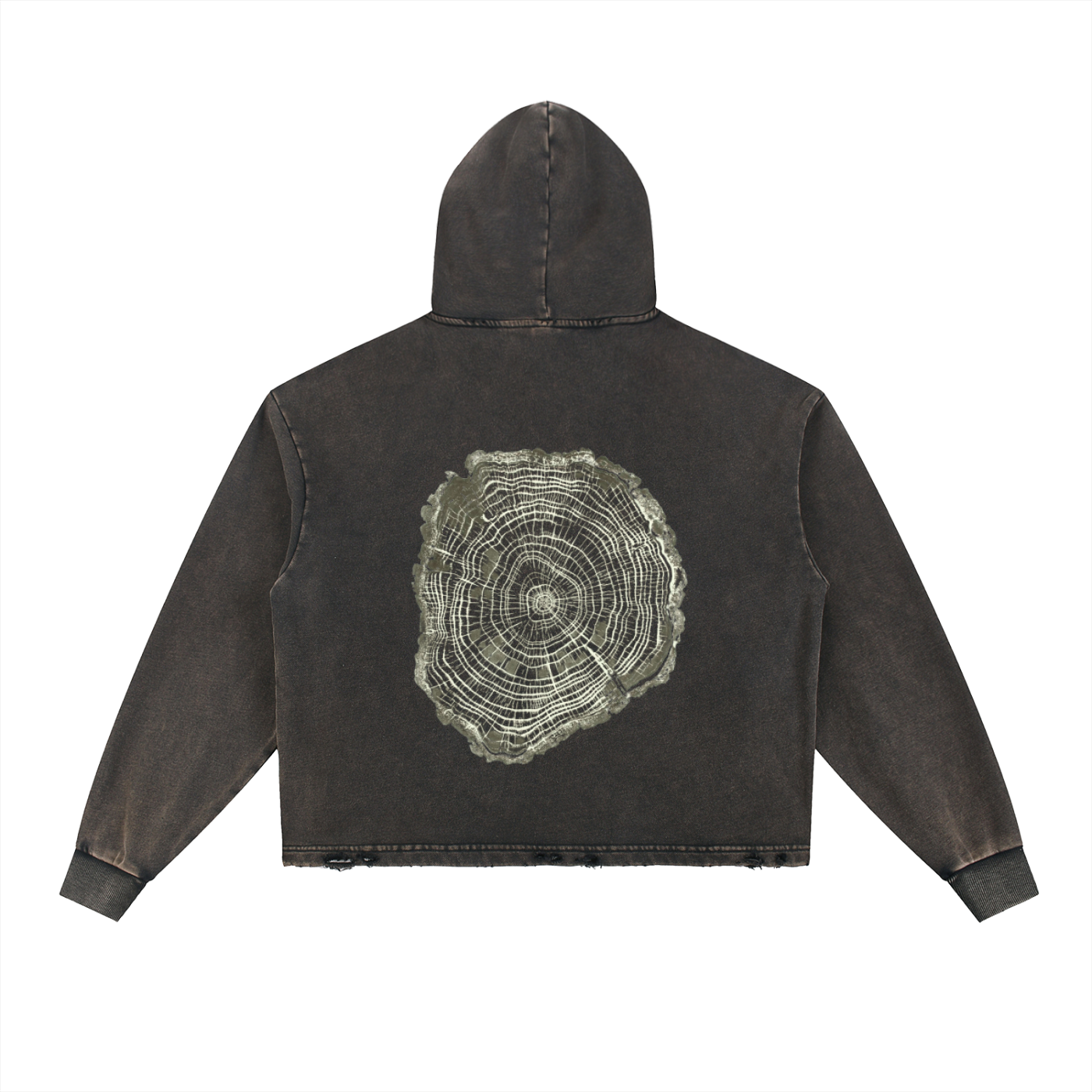 Vintage Washed Frayed-Hem Hoodie