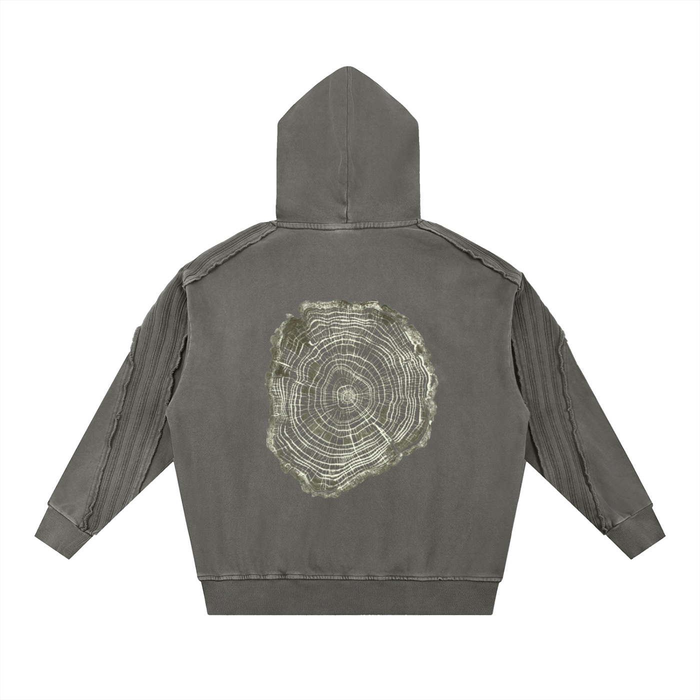 Snow Washed Tape Raw Edge Hoodie