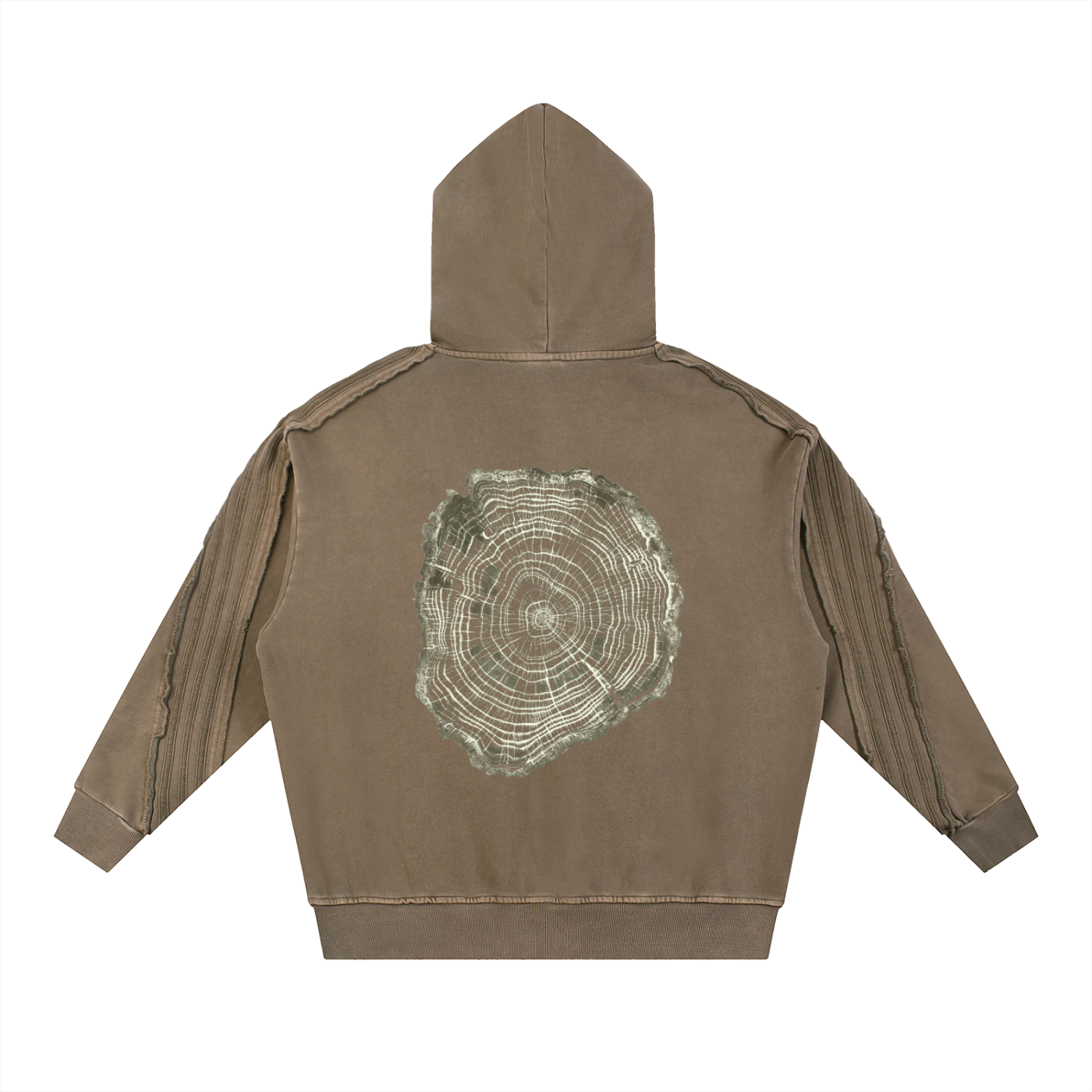 Snow Washed Tape Raw Edge Hoodie