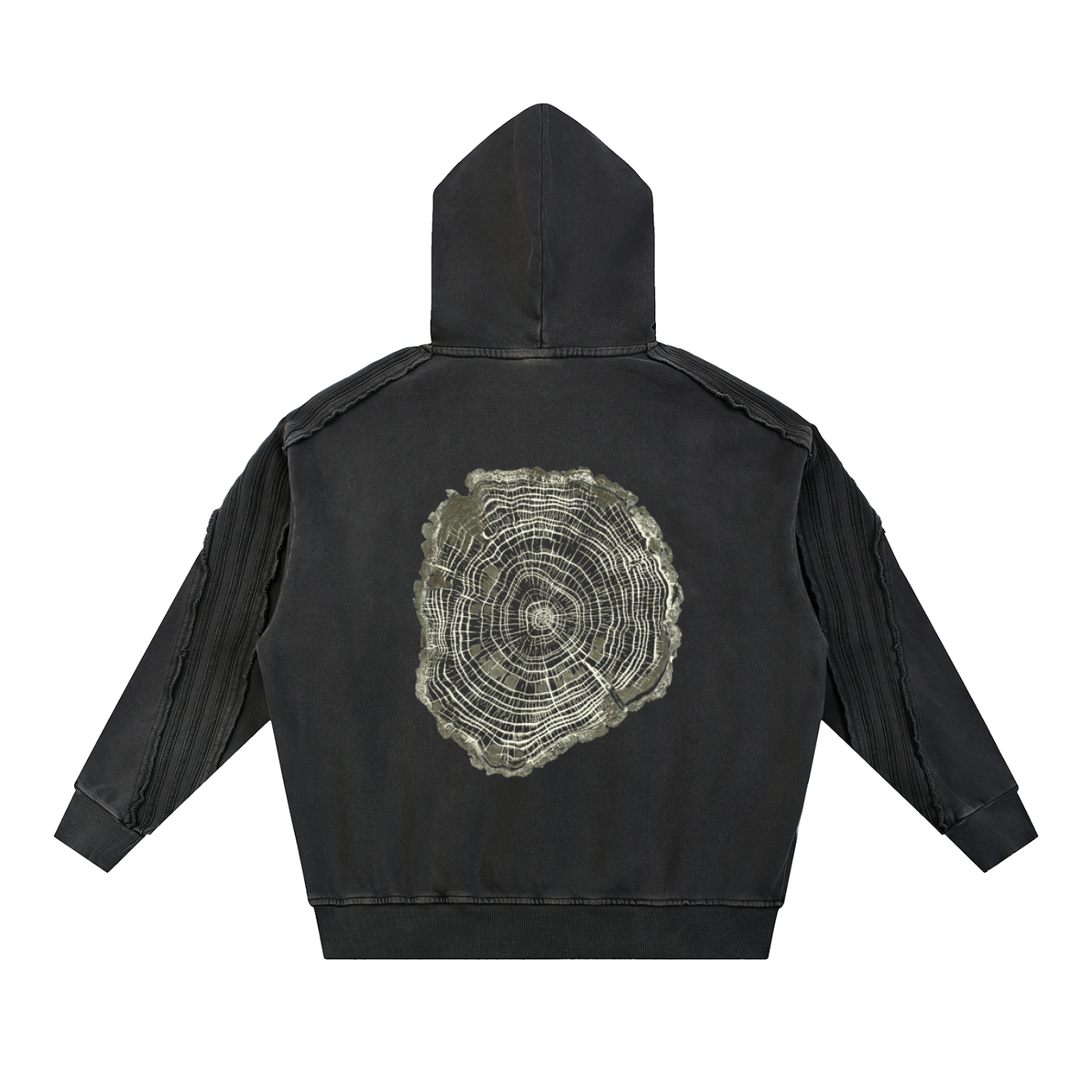 Snow Washed Tape Raw Edge Hoodie
