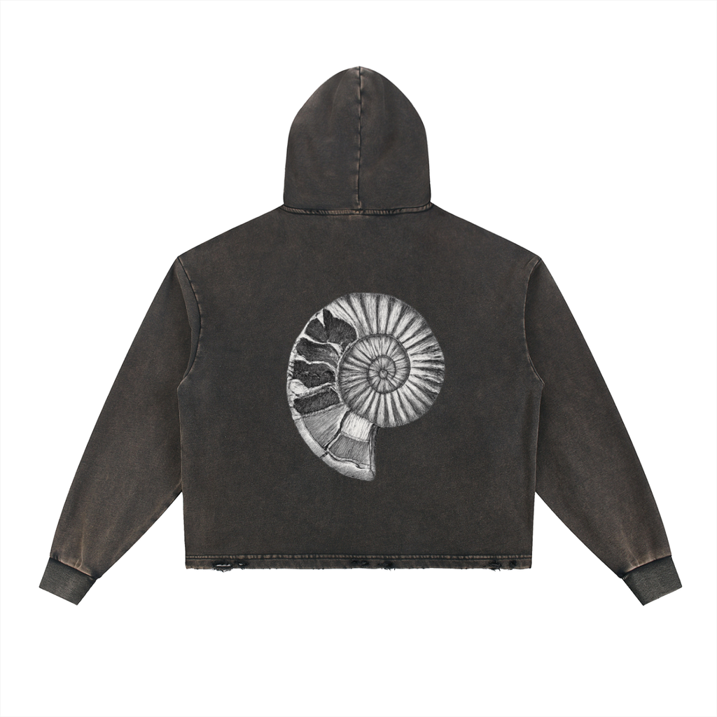 Vintage Washed Frayed-Hem Hoodie