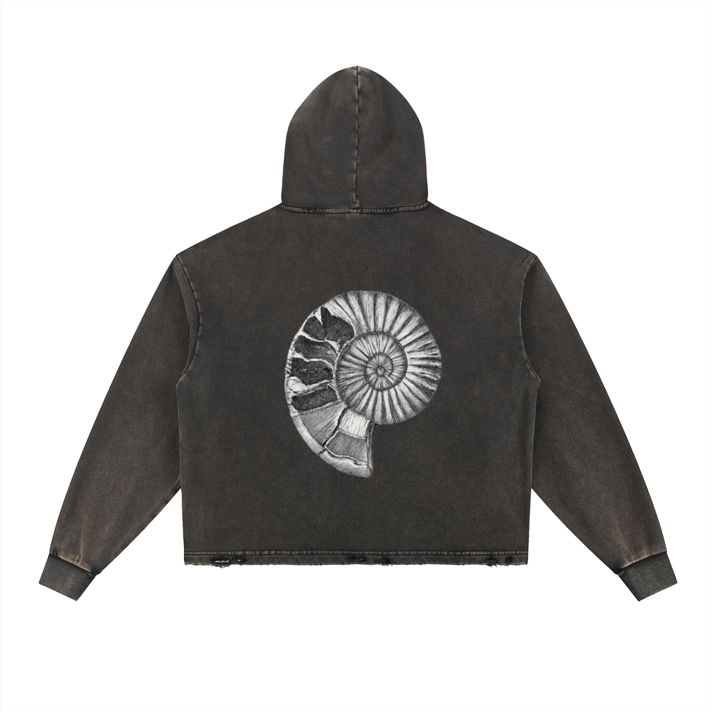 Vintage Washed Frayed-Hem Hoodie
