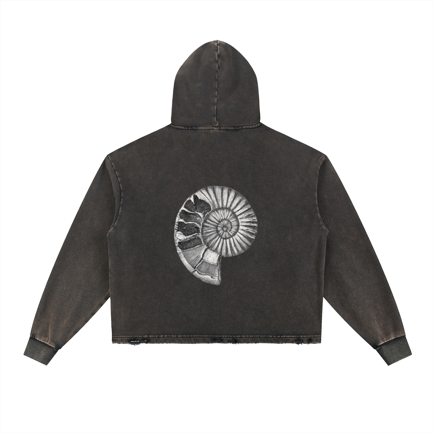 Vintage Washed Frayed-Hem Hoodie