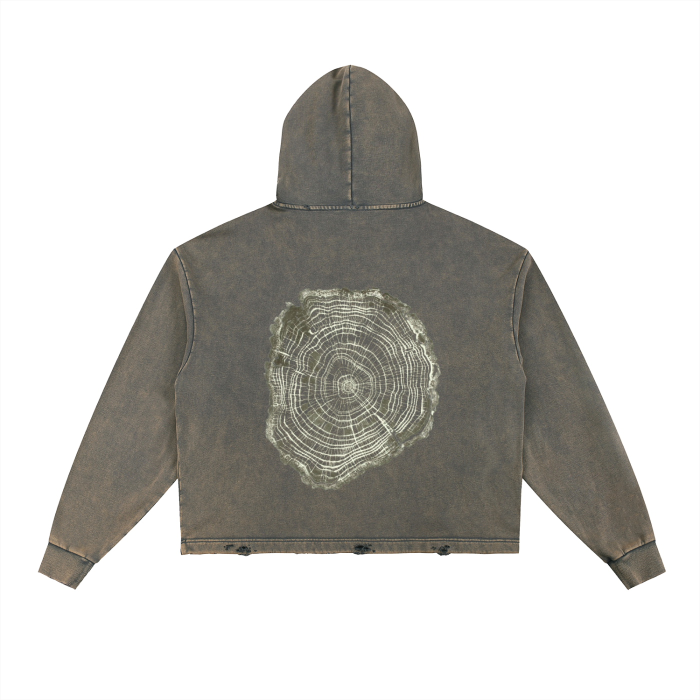 Vintage Washed Frayed-Hem Hoodie