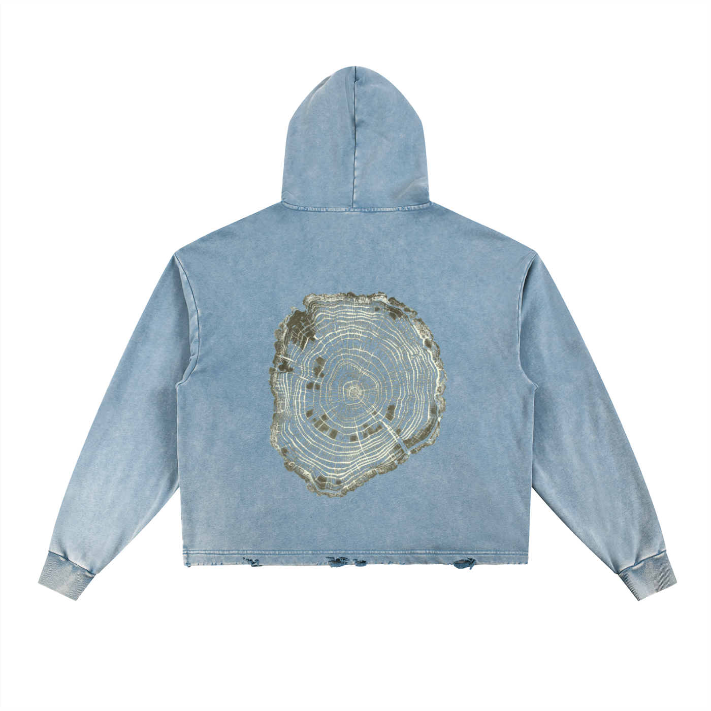 Vintage Washed Frayed-Hem Hoodie